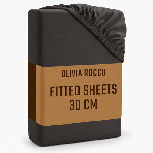 OLIVIA ROCCO Fitted Sheets Plain Dye Super Soft Easy Care Bed Linen Sets Easy-Care Hotel-Quality Comfort