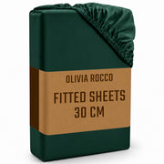 OLIVIA ROCCO Fitted Sheets Plain Dye Super Soft Easy Care Bed Linen Sets Easy-Care Hotel-Quality Comfort