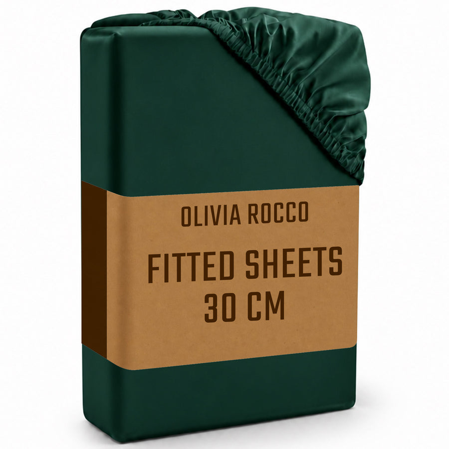 OLIVIA ROCCO Fitted Sheets Plain Dye Super Soft Easy Care Bed Linen Sets Easy-Care Hotel-Quality Comfort
