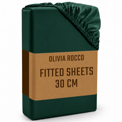 OLIVIA ROCCO Fitted Sheets Plain Dye Super Soft Easy Care Bed Linen Sets Easy-Care Hotel-Quality Comfort