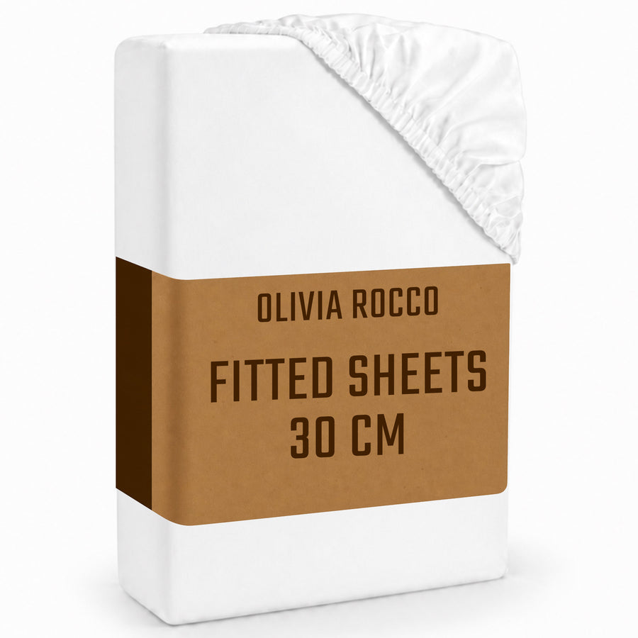 OLIVIA ROCCO Fitted Sheets Plain Dye Super Soft Easy Care Bed Linen Sets Easy-Care Hotel-Quality Comfort