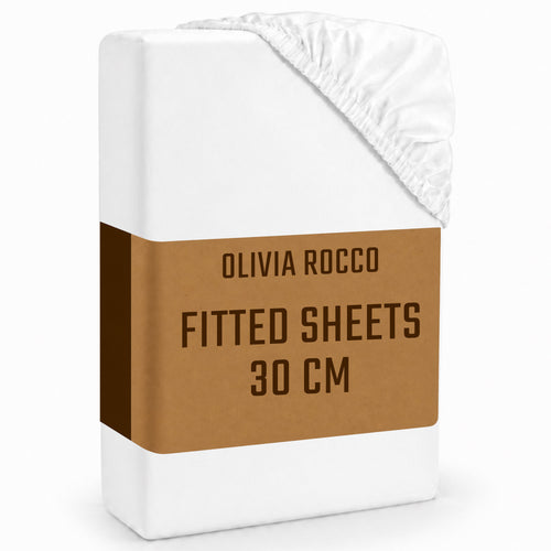 OLIVIA ROCCO Fitted Sheets Plain Dye Super Soft Easy Care Bed Linen Sets Easy-Care Hotel-Quality Comfort