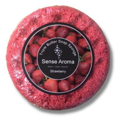 sense aroma   triple butter soap  sponge  strawberry