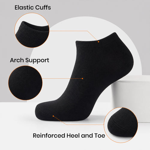 Sock Stack Men's Trainer Socks 6 Pairs Lightweight Cotton Blend Ankle With Arch Support
