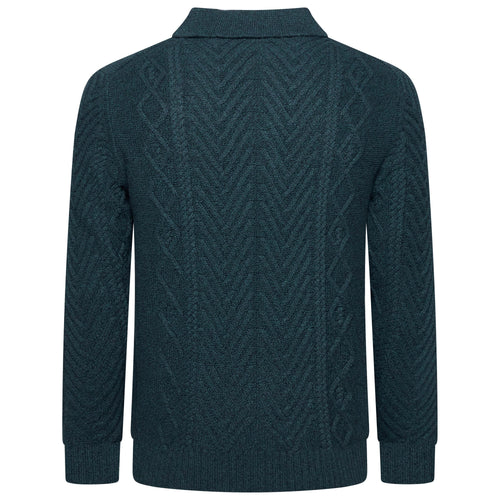Crew Clothing Company Cable Knit Button Neck Jumper
