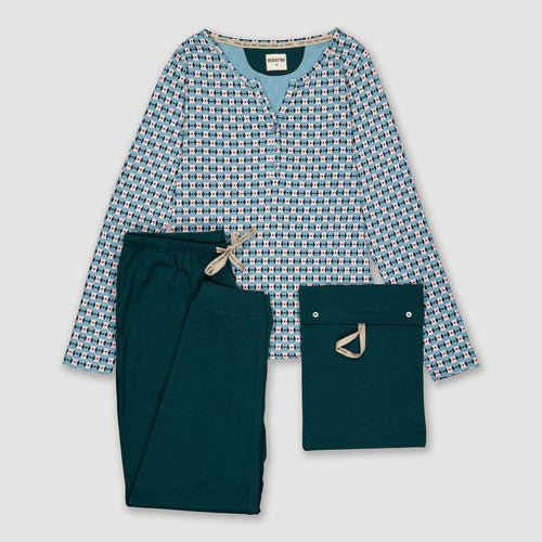 Fairtrade Organic Long Sleeve Pyjama Set with Bag (Patterned)