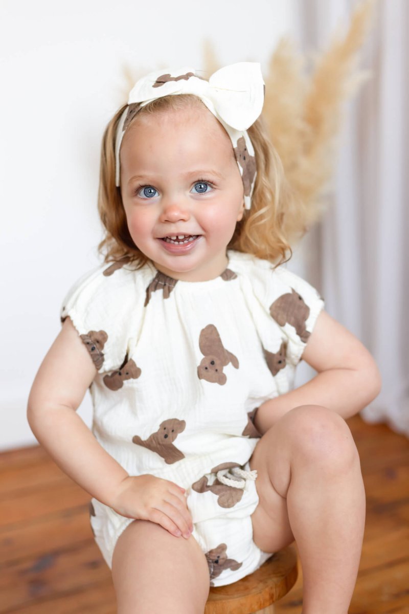 Bear 3 Piece Summer Set (T-Shirt, Shorts & Headband)