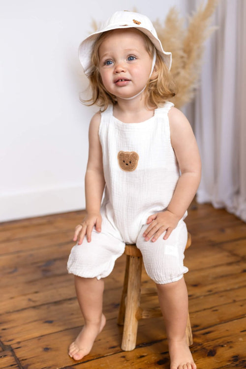The Bear Set Hat & Romper White