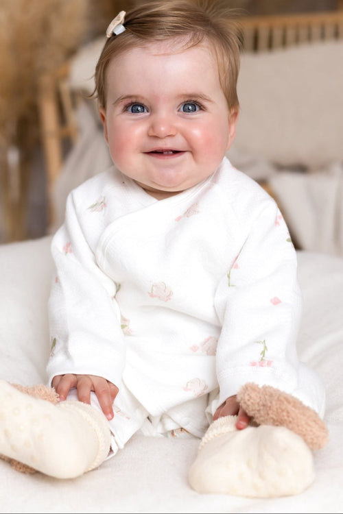 The Snuggle Bun Boucle Wrap Baby Grow Romper