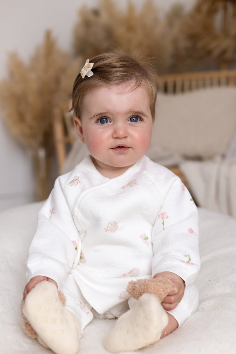 The Snuggle Bun Boucle Wrap Baby Grow Romper