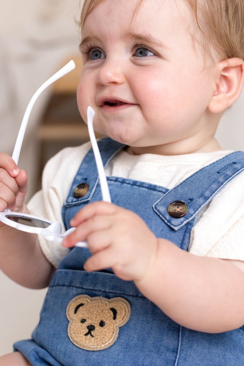 Happy Baby Embroidered Bear Denim Dungarees