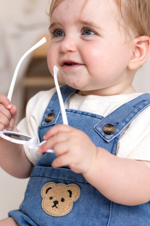 Happy Baby Embroidered Bear Denim Dungarees