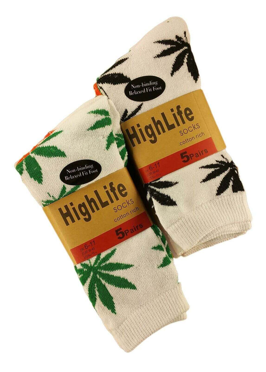 Sock Stack 10 Pairs Ganja Leaf Cotton Rich Comfort Fit Socks Ultra Smooth Flat Toe Seam