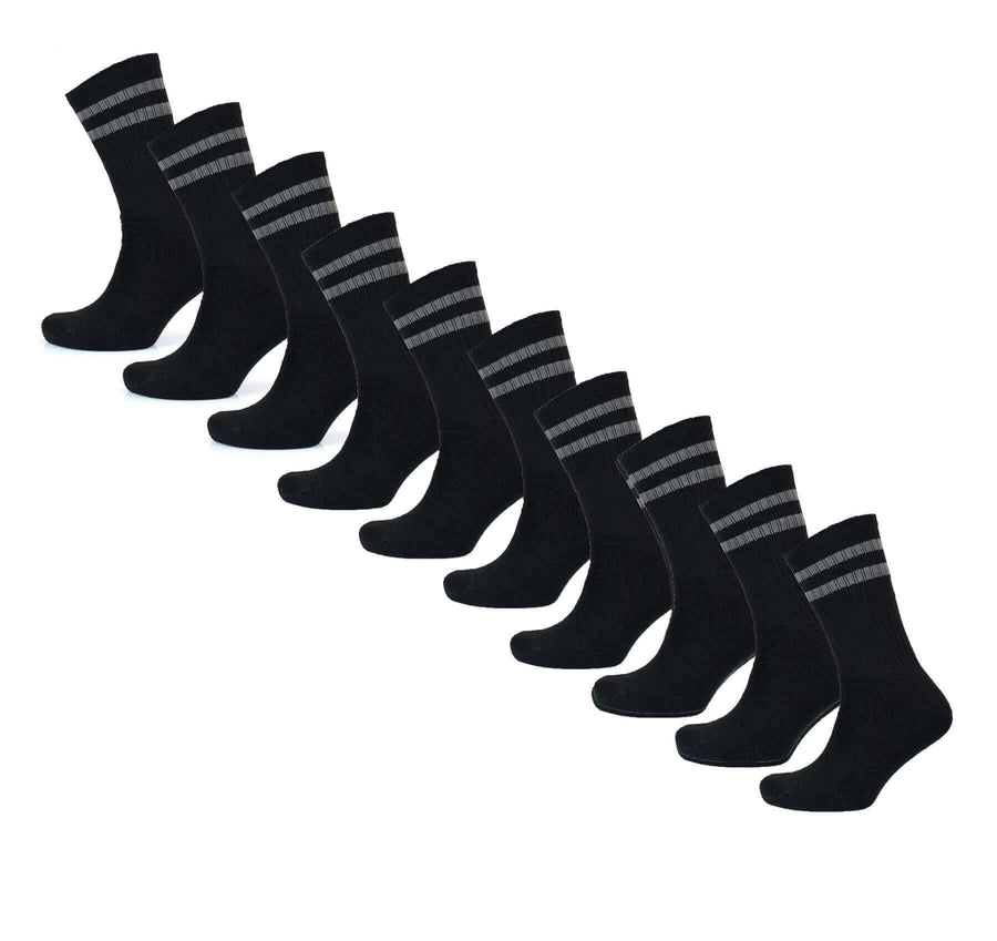 Sock Stack Mens Cotton Rich Striped Sport Socks UK 6-11 Moisture Wicking Reinforced