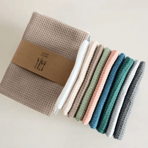 Waffle Weave Cleaning Cloths - 100% Cotton - 4 Pack