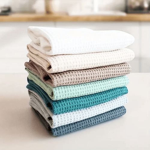 Waffle Weave Cleaning Cloths - 100% Cotton - 4 Pack