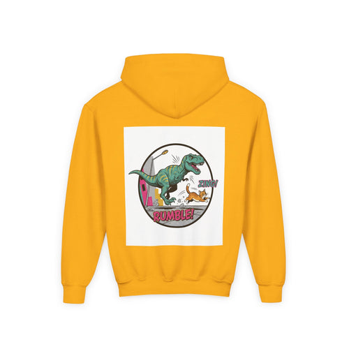 T-Rex Chase Dino Rumble Youth Hoodie | Dinosaur Graphic Sweatshirt