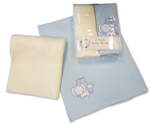 Pack of 2 Baby Pram Blankets 75 cm x 100 cm (Blue)