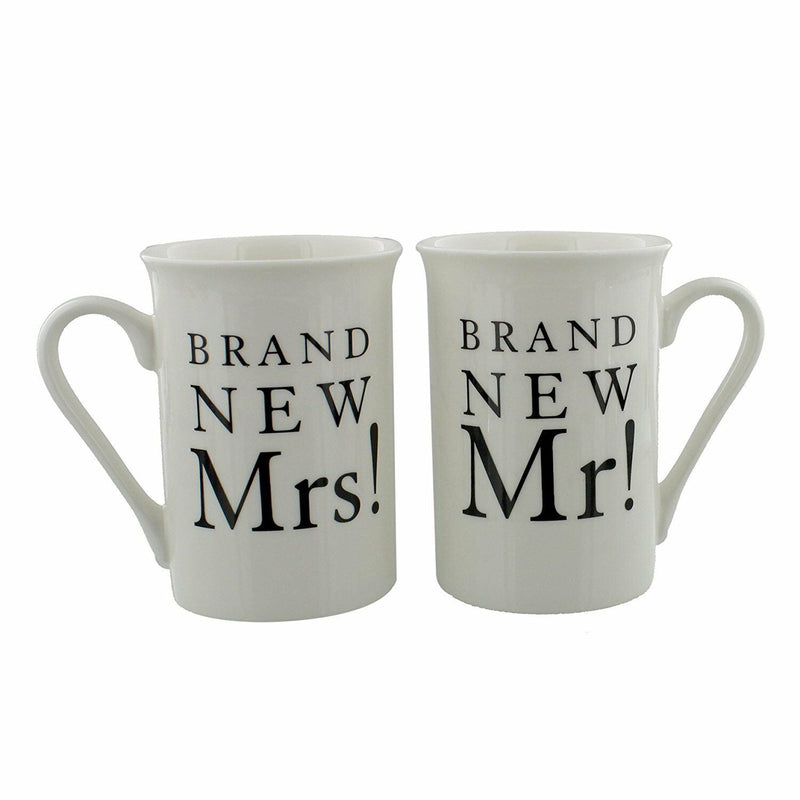 Amore Pair of China Wedding Gift Mugs - Brand New Mr! & Brand New Mrs!