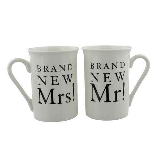 Amore Pair of China Wedding Gift Mugs - Brand New Mr! & Brand New Mrs!