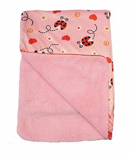 Supersoft Luxurious Pink Velour Pram/Crib Blanket With Piped Edging - Ladybird D