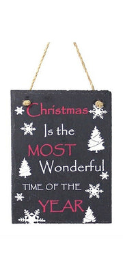 Christmas is the Most Wonderful time of Year Hanging Slate Plaque Sign