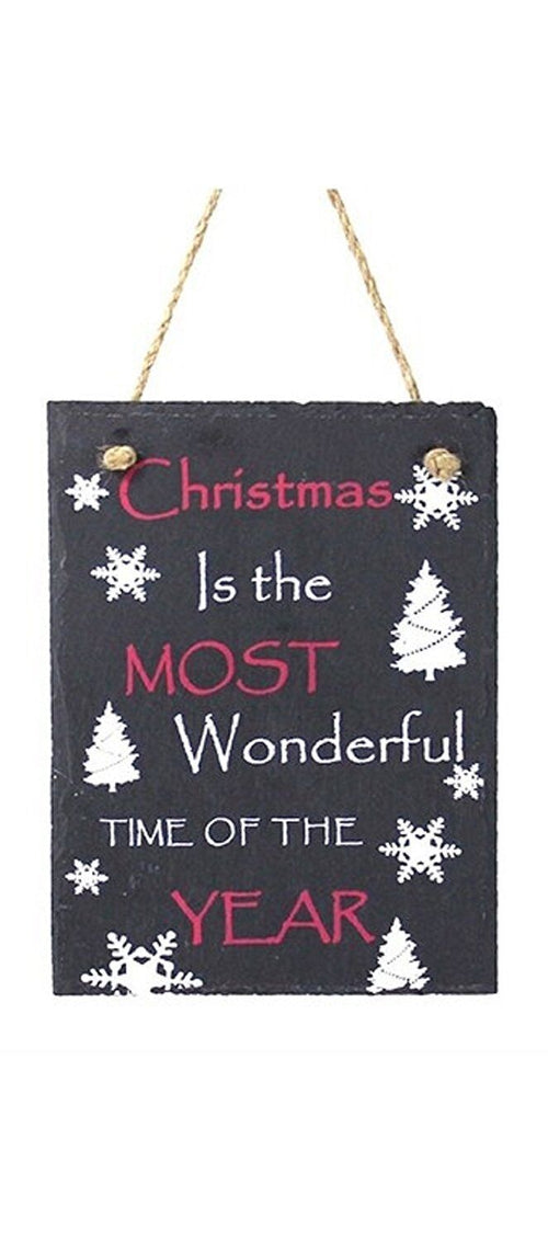 Christmas is the Most Wonderful time of Year Hanging Slate Plaque Sign