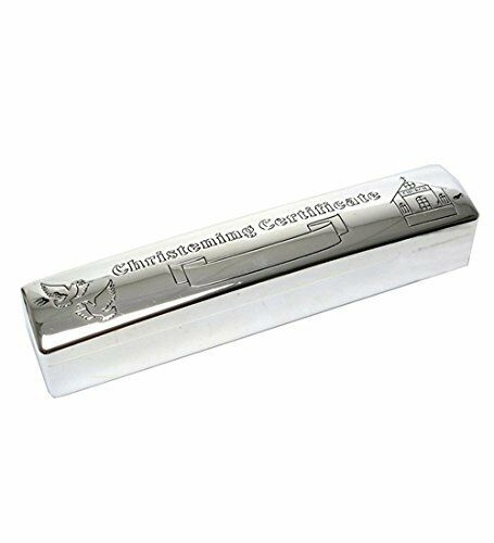 silver plated christening certificate holder