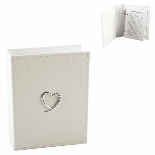 Elegant Ivory Wedding Planner with Swirling Crystal Heart