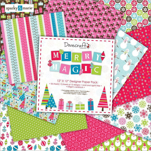 Merry Magic Paper Pack 12"X12" 36 Sheets-12 Designs/3 Each