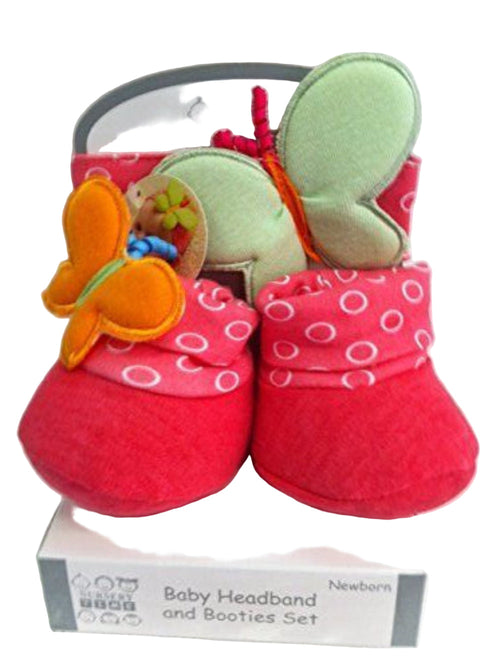 Newborn baby headband and booties set