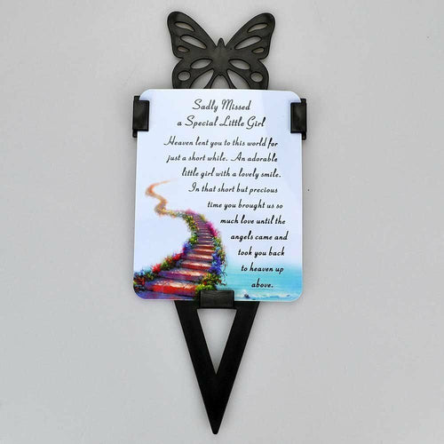 Little Girl Memorial Remembrance Verse With Grave Butterfly Ground Stake