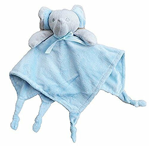 Blue Elephant Supersoft Plush Velour Baby Comforter With Knotted Corners