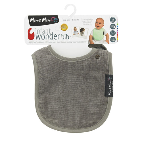 Mum 2 Mum Infant Wonder Bib - Mushroom Grey/Brown