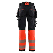 Blaklader 1125 Hi-Vis 4-Way Stretch Kneepad Trousers Black/Red