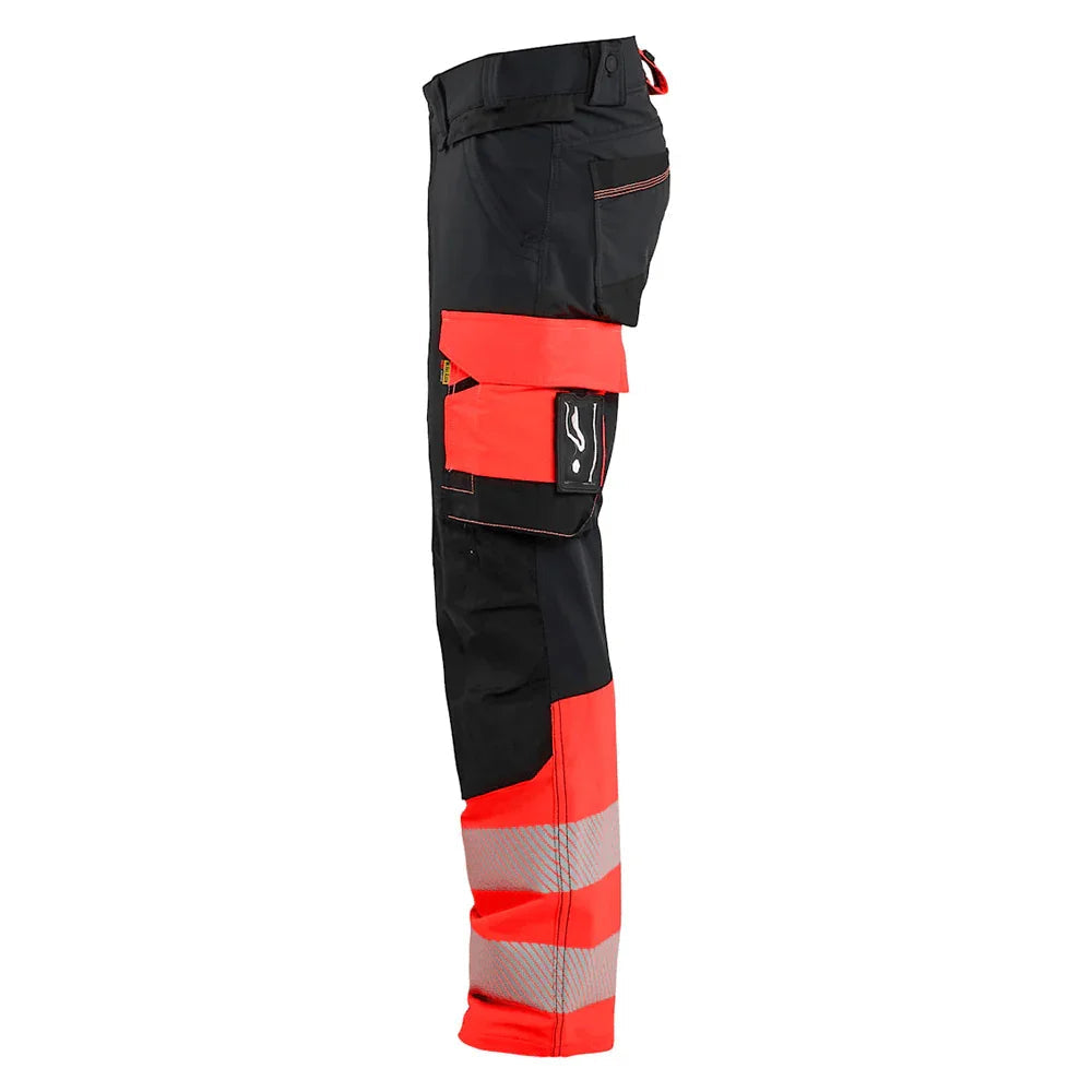 Blaklader 1126 Hi-Vis 4-Way Stretch Kneepad Trousers Black/Red