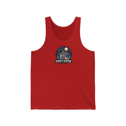 Cozy Unisex Tank Top with 'First Home Radio' Design, Summer Beachwear, Housewarming Gift, Casual Summer Top, Perfect for New Homeowners