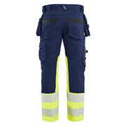Blaklader 1130 Hi-Vis Stretch Kneepad Trousers Navy/Yellow