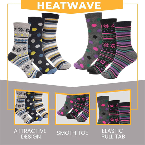 Heatwave Thermalwear Womens Thermal Socks 12 Pack 2.3 Tog Extra Warm Work Boots Outdoor
