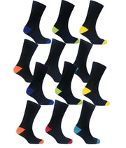 Sock Stack Men's Colourful Heel Toe Black Argyle Diamond Socks Cotton Rich Comfort Fit