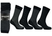 Sock Stack Men's Colourful Heel Toe Black Argyle Diamond Socks Cotton Rich Comfort Fit