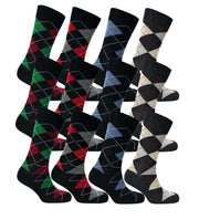 Sock Stack Men's Colourful Heel Toe Black Argyle Diamond Socks Cotton Rich Comfort Fit