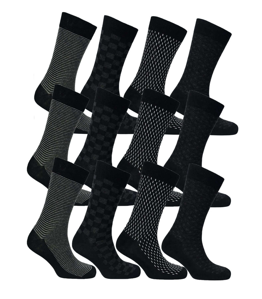 Sock Stack Men's Colourful Heel Toe Black Argyle Diamond Socks Cotton Rich Comfort Fit