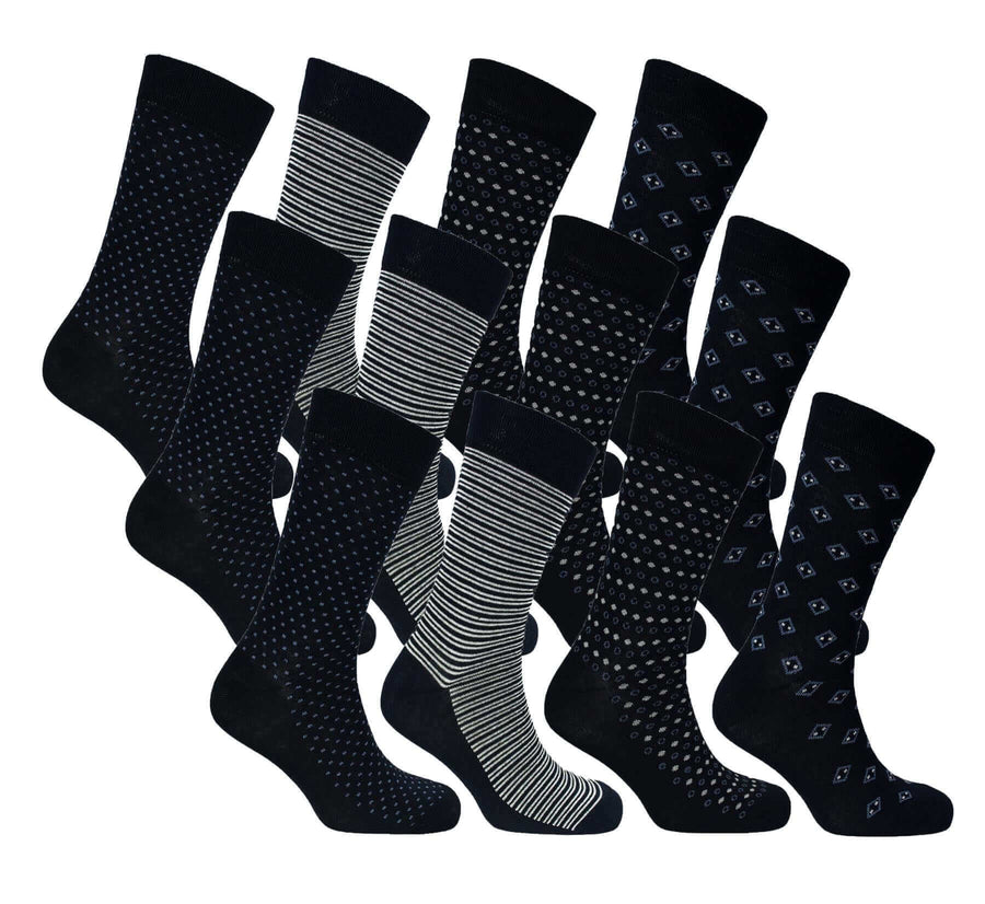 Sock Stack Men's Colourful Heel Toe Black Argyle Diamond Socks Cotton Rich Comfort Fit