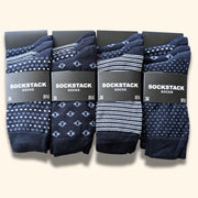 Sock Stack Mens Socks 12 Pairs Cotton Colorful Heel Toe Black Argyle Diamond Easycare