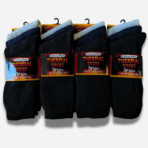 Heatwave Thermalwear Men's Black Thermal Socks 12 Pairs Double Brushed Advanced Knitting Technology