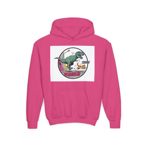 T-Rex Chase Dino Rumble Youth Hoodie | Dinosaur Graphic Sweatshirt