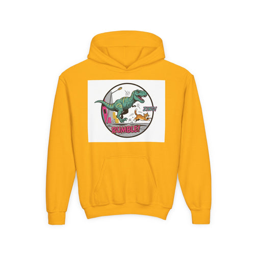 T-Rex Chase Dino Rumble Youth Hoodie | Dinosaur Graphic Sweatshirt