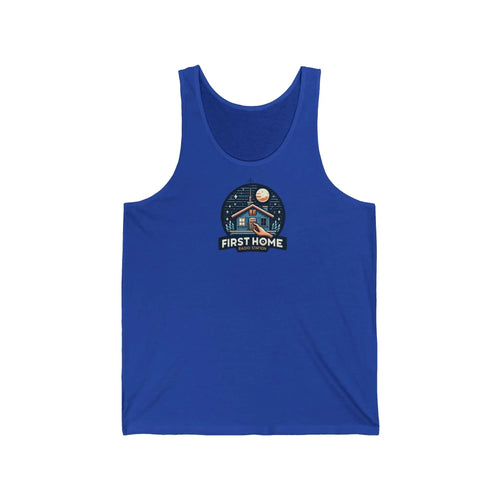 Cozy Unisex Tank Top with 'First Home Radio' Design, Summer Beachwear, Housewarming Gift, Casual Summer Top, Perfect for New Homeowners
