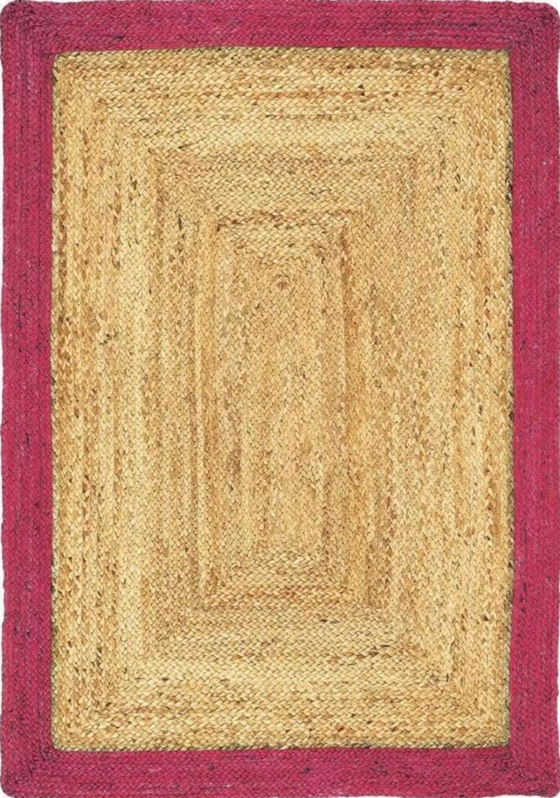 Bordered Raspberry Jute Rug